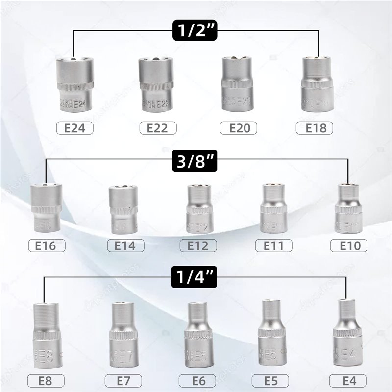 Image secondaire de CCLIFE 14 pièces Coffret douilles torx femelle 1/4