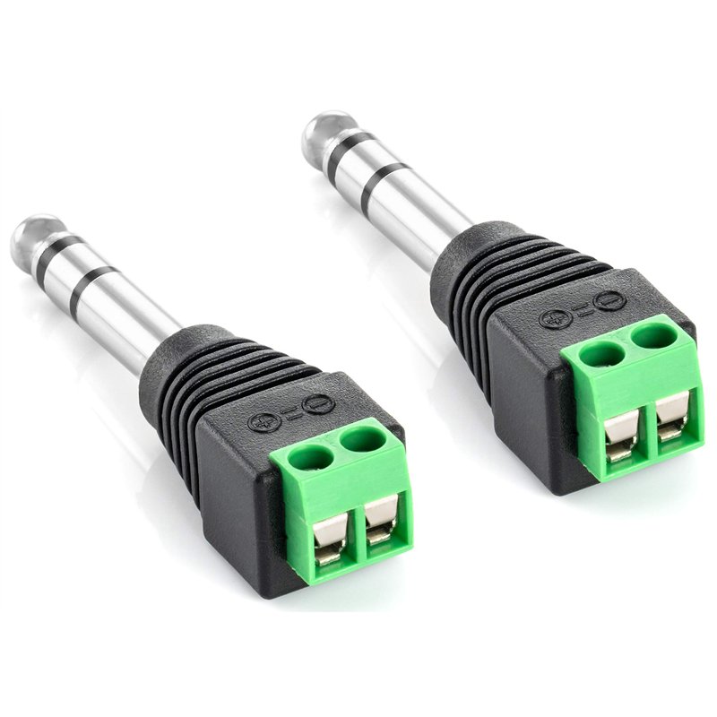 POPPSTAR - Fiche Jack pour enceinte (adaptateur jack 6,35 mm mâle vers bornier à 2 broches, connecteur Jack 2 poles sans soudure