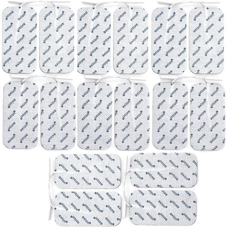 16 électrodes axion | Patchs de rechange de 10x5 cm pour électrostimulateur TENS et EMS | Réutilisables et auto-adhésifs avec co