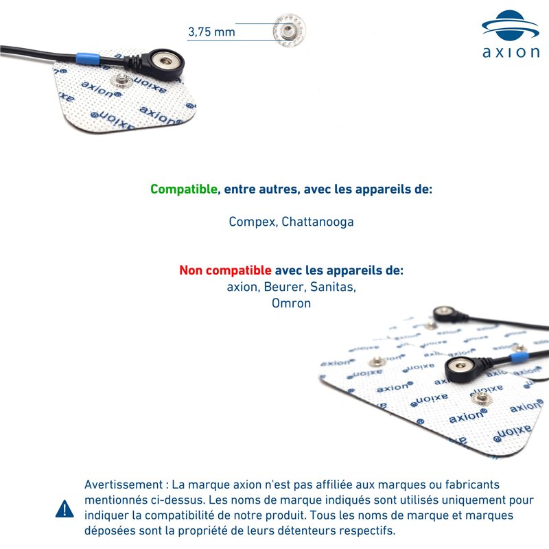 Image secondaire de 20 électrodes axion 10x5 cm | Compatibles avec les électrostimulateurs COMPEX | Patchs pour TENS et EMS réutilisables et autocol