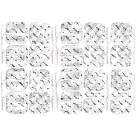 Lot de 20 électrodes carrées 5x5 cm axion | Electrostimulateur TENS EMS avec connexion filaire de 2 mm | Patchs adhésifs