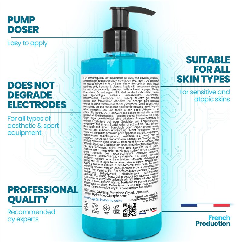 Image secondaire de Gel Conducteur Professionnel : Radiofréquence, Electrostimulateur Musculaire, Ultrasons, Électrodes, Cavitation, Epilateur Lumie
