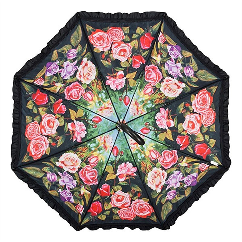 Image secondaire de VON LILIENFELD® Parapluie Fleur Roseraie Canne Grand Robuste Ouverture Automatique Double Épaisseur