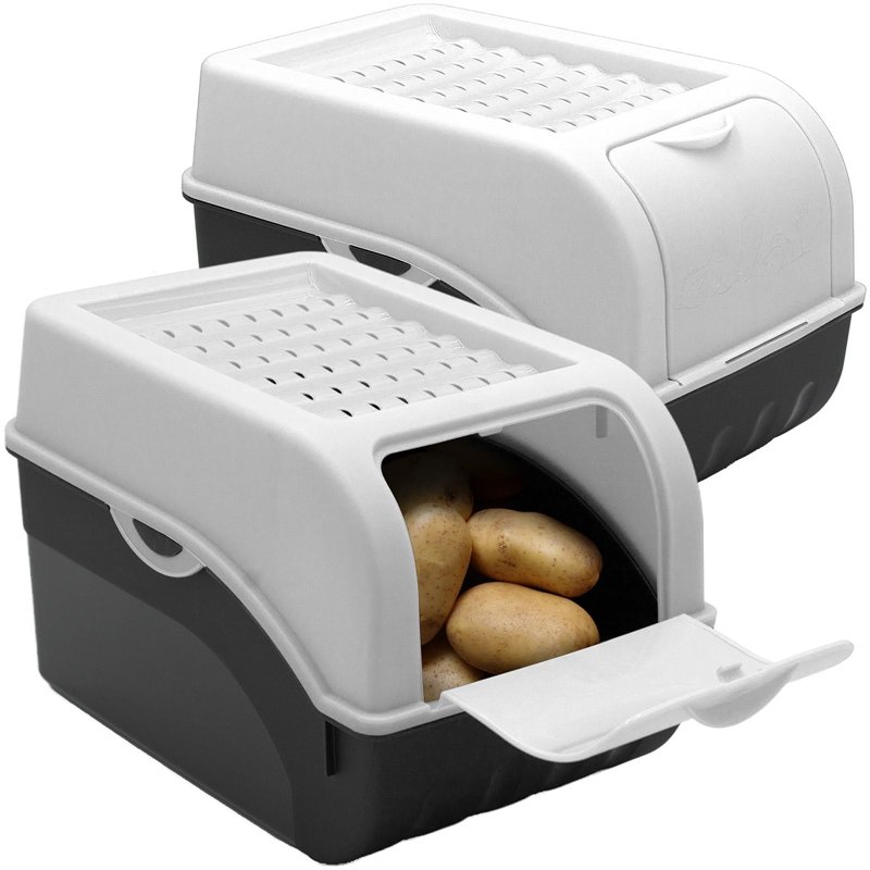 ARTECSIS Lot de 2 Boîtes de Conservation Alimentaire 5L Blanche + 6 Stickers/Fruit, Légume