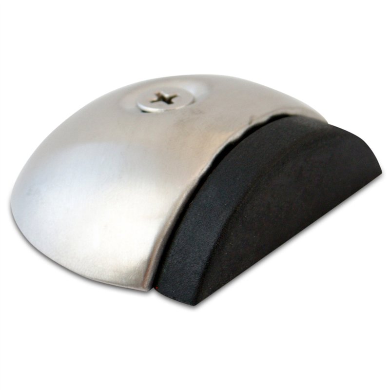 Stoppwerk Butoir de porte en acier inoxydable - Bloc Porte sol en caoutchouc avec matériel de fixation - Butée de porte au sol -