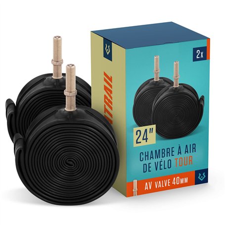 Alphatrail Chambre à Air Vélo Rick 24 Pouces AV Schrader Valve 2X Ensembles avec Mobilité Garantie I Compatible Pneu Vélo Compat