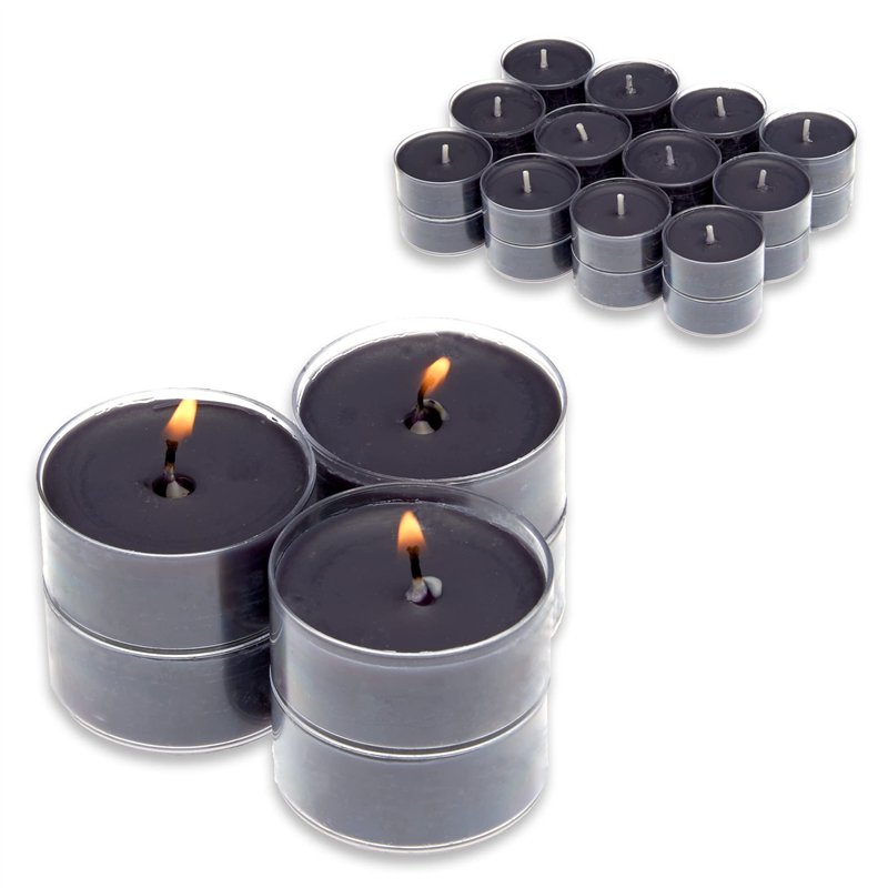 Candelo Lot de 24 bougies parfumées Ambiance – Bougies parfumées Black Rose – Bougies chauffe-plat noires – Bougies chauffe-plat