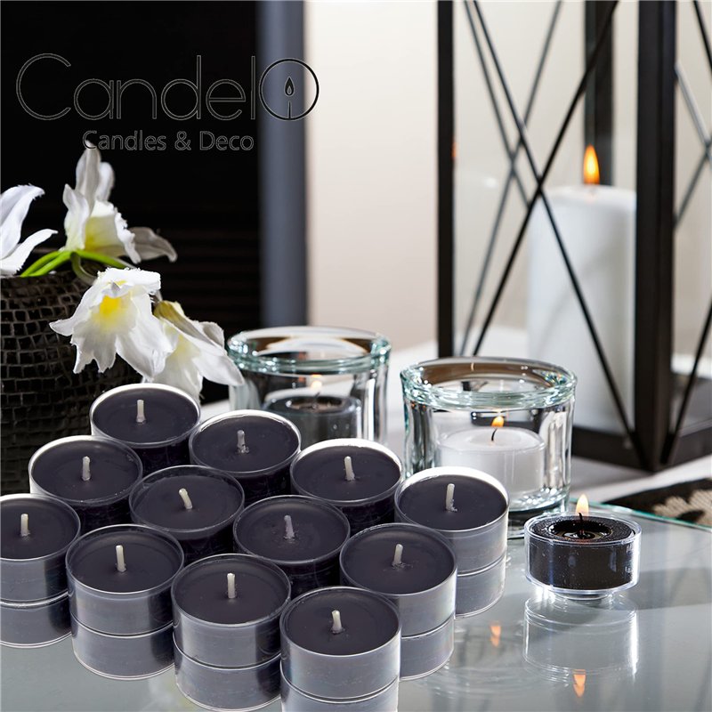 Image secondaire de Candelo Lot de 24 bougies parfumées Ambiance – Bougies parfumées Black Rose – Bougies chauffe-plat noires – Bougies chauffe-plat