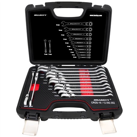 HASKYY Jeu de 12 Clé À Cliquet Métrique Rochet Molette I Réversible Mixtes Outil I Clé à cliquet à joint 8-19mm