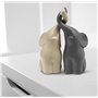 Couple harmonieux d’éléphants en céramique Beige & Gris - Sculpture Moderne, Couple de Deux éléphants indépendants - Figurine de