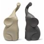 Couple harmonieux d’éléphants en céramique Beige & Gris - Sculpture Moderne, Couple de Deux éléphants indépendants - Figurine de