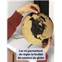 Grand globe en liège, 33 cm de hauteur, avec 54 épingles - globe rotatif en liège - globe terrestre, cadeau idéal pour les pigeo