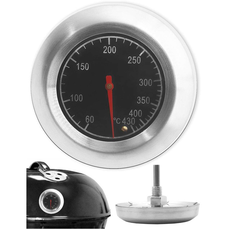 HOMETOOLS.EU® Thermomètre de barbecue en acier inoxydable résistant à la température, Ø 7,5 cm, 10 °C à 400 °C