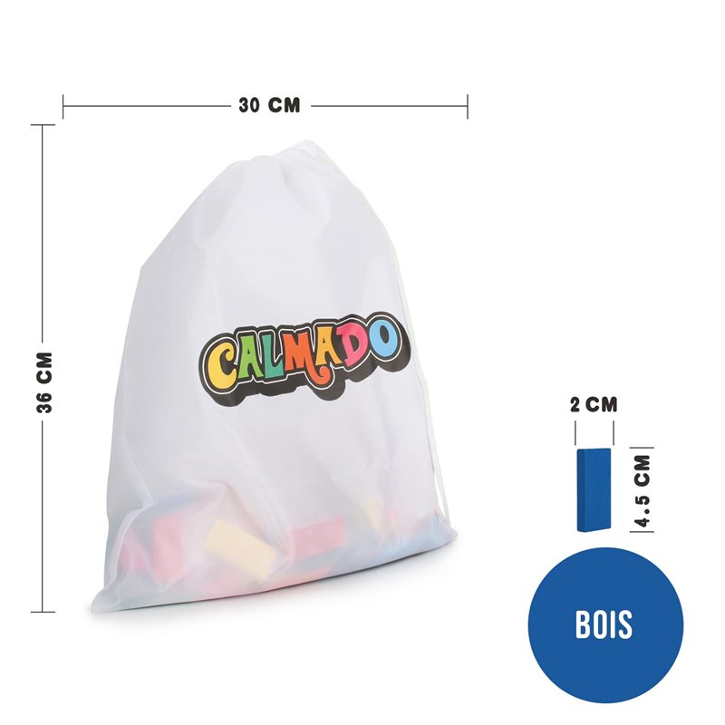 Image secondaire de Calmado - 360pcs Pierres Domino/Dominos en Bois Domino Family Edition Ensemble + Sac + Livret