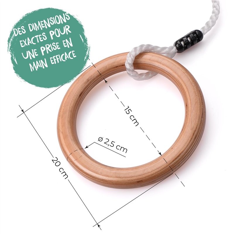 Image secondaire de Kleintober Anneaux de Gymnastique et Fitness | En bois de qualité supérieure | Gym Ring | Extérieur et Intérieur | Musculation e