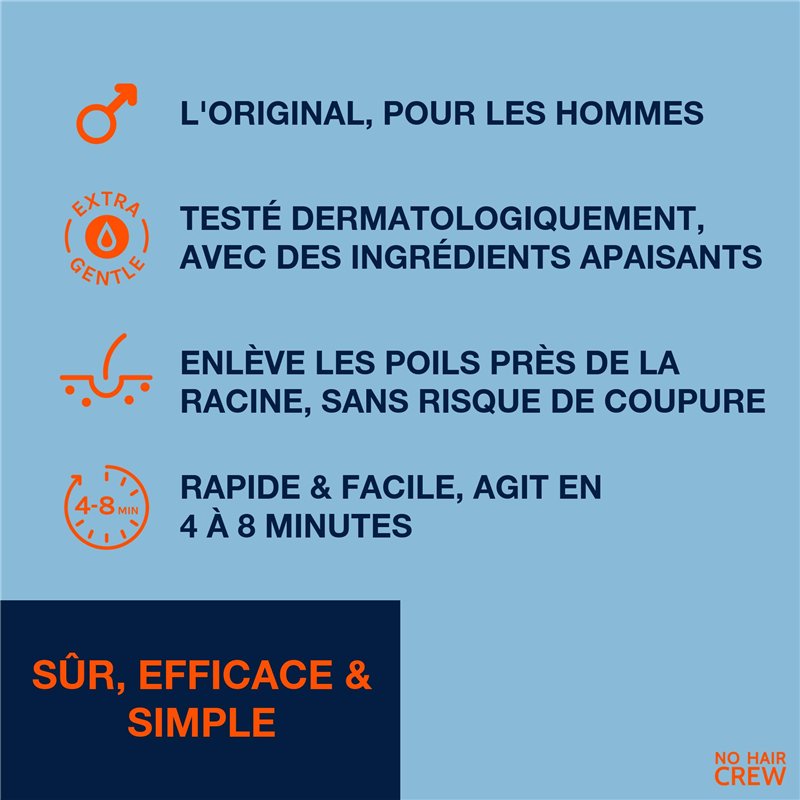 Image secondaire de NO HAIR CREW Crème dépilatoire pour le corps. Pour hommes, 200 ml