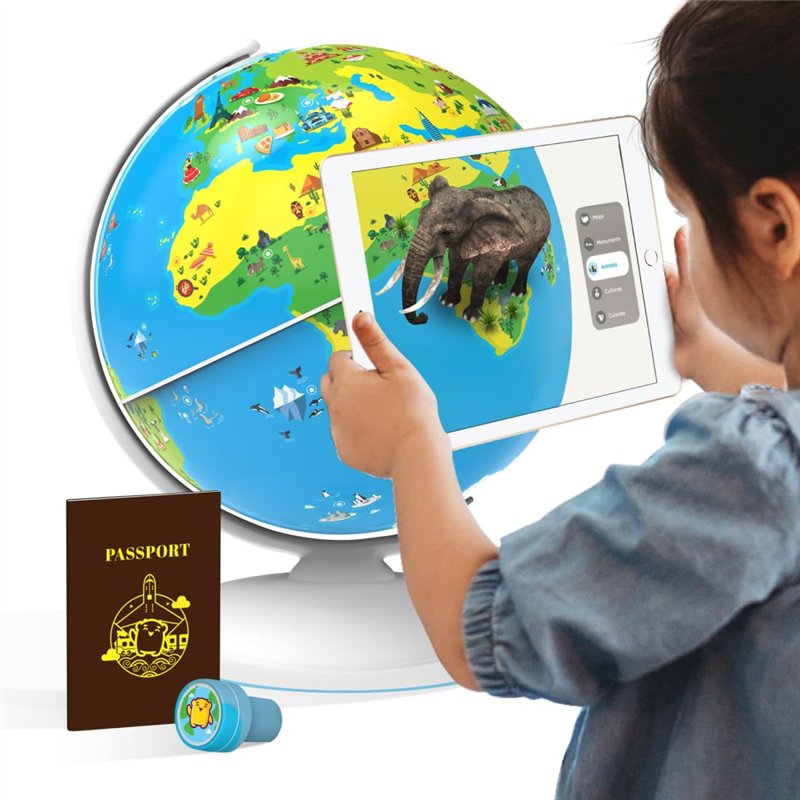 Playshifu - Globe Terrestre ORBOOT - Globe d'Apprentissage - Jouet Éducatif - 400 Monuments - Jouet Intéractif - Réalité Augment