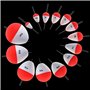OriGlam Lot de 14 flotteurs de pêche en Mousse Rigide à Clipser - Rouge et Blanc - pour Crappie, panfish doré