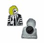 Cinereplicas Beetlejuice - Set de 2 Pin's Beetlejuice et Ver des Sables - 3cm - Licence Officielle