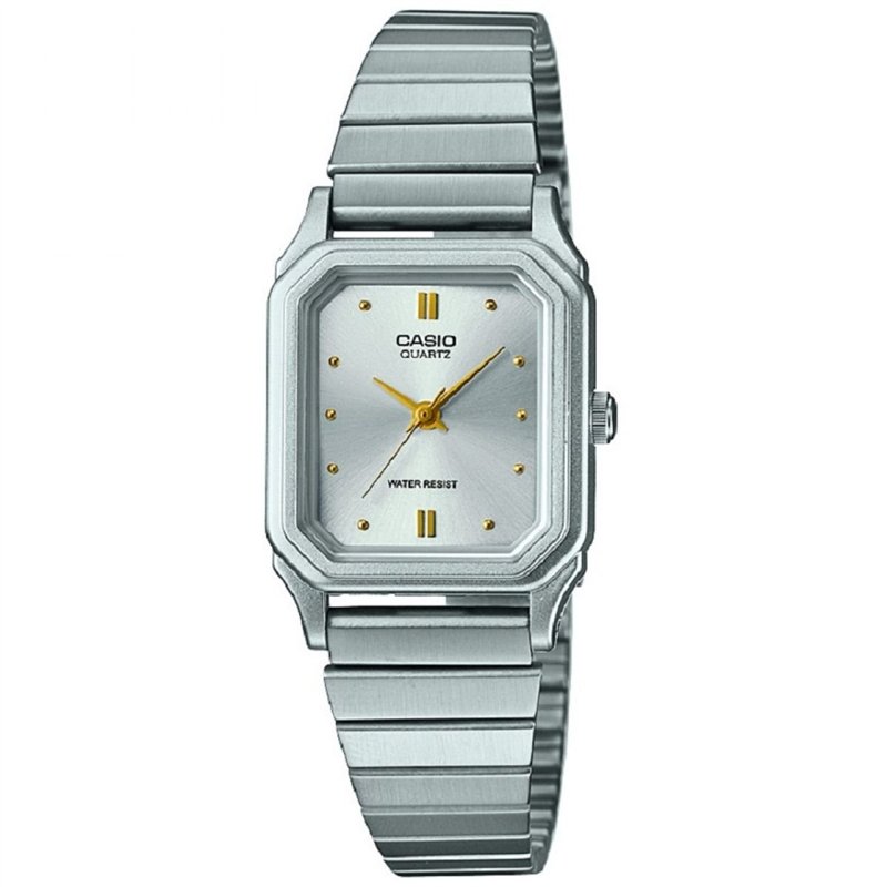 Casio Montre Quartz Femme 23.00mm avec Cadran Argent analogique et Bracelet en Bracelet en Acier Argent LQ-400D-7AEF