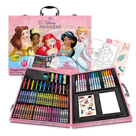 CRAYOLA - Coffret de Coloriage Princesses Disney - Assortiment de 115 Pièces Diverses - Malette de Dessin Enfant