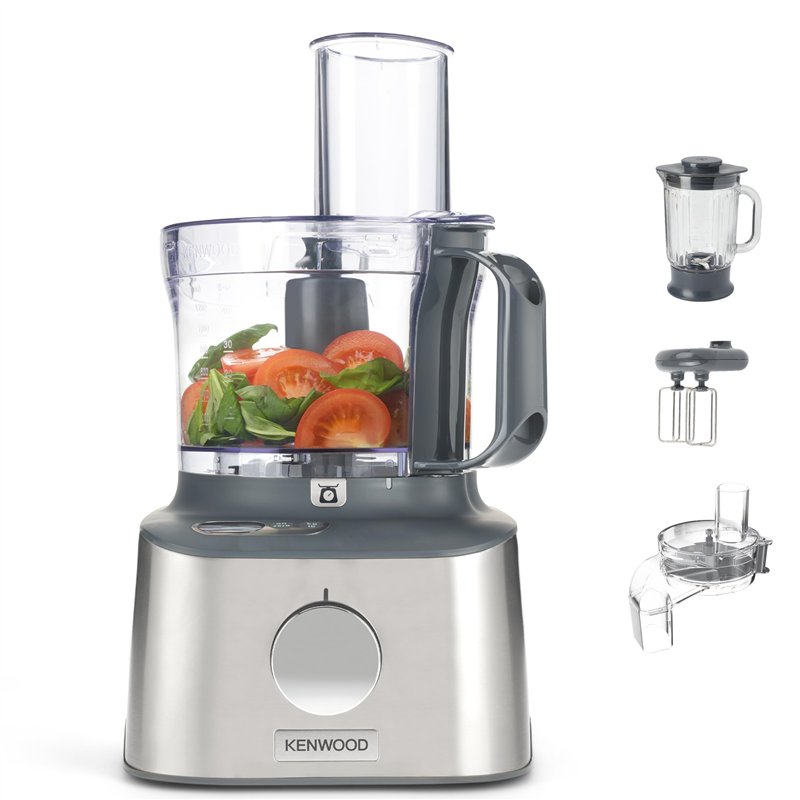 Kenwood Multipro Compact + FDM315SS Robot de cuisine compact, 2,1 l, balance intégrée, couteau en acier inoxydable, 4 disques de