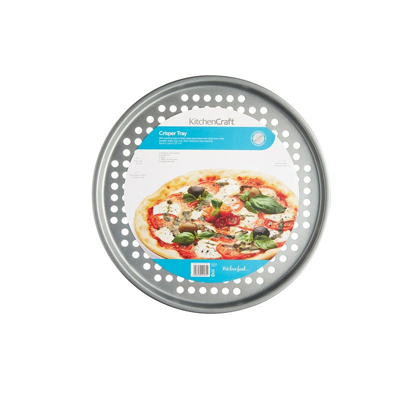 Image secondaire de KitchenCraft Plaque à Pizza pour Four 33cm, Antiadhésive, Perforée en Acier au Carbone, Argent
