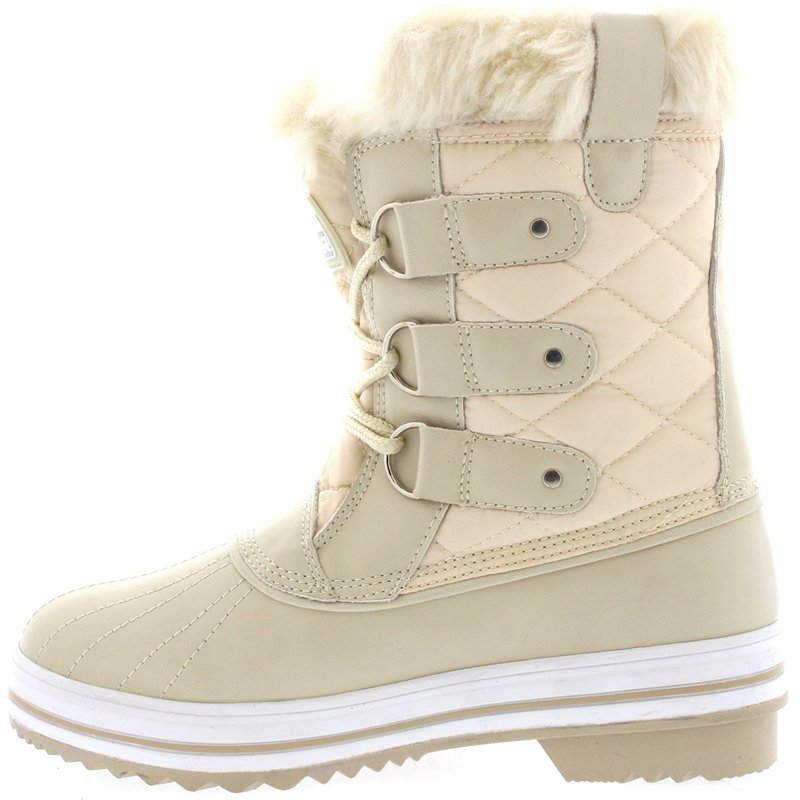 Image secondaire de Polar Femmes Matelassé Court Canard Fourrure Doublée Boue Neige Hiver Bottes - BEI38 - AYC0014,38 EU,Beige Nylon