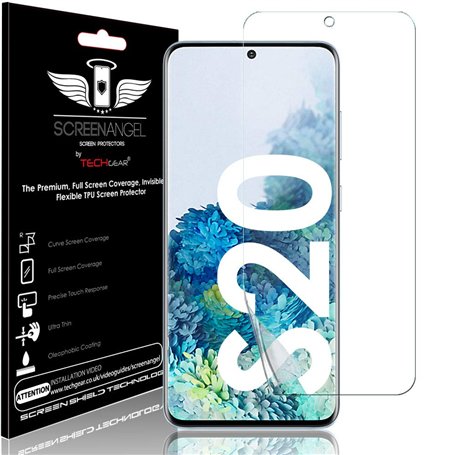 TECHGEAR Protection Ecran Galaxy S20 [Screen Angel Édition] [Prise en charge des empreintes digitales à l'écran][Case Friendly]