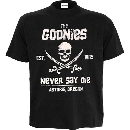 Heroes Inc. T Shirt à Manches Courtes The Goonies Never Say Die Noir Unisexe