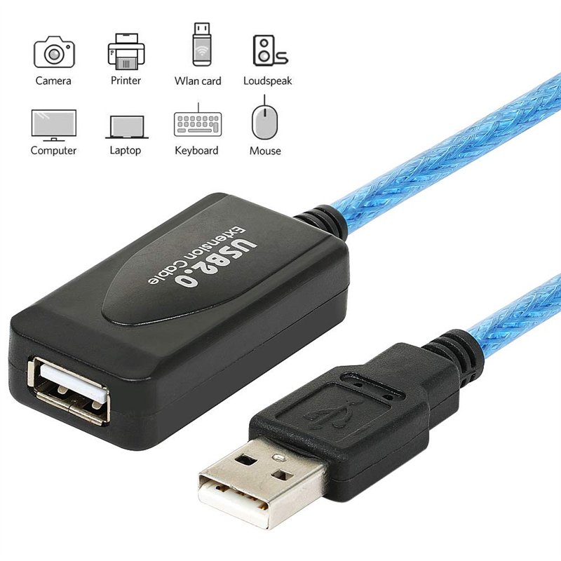 Image secondaire de TRIXES Câble d'extension 10m USB Répéteur actif - USB haute vitesse mâle à femelle - Compatible USB 2.0 et USB 1.1 pour impriman