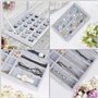 BELLE VOUS Boite a Bijoux Femme - Boîte à Bijoux Femme en Velours avec 24 Sections et Couvercle - Organisateur Modulable pour Ra