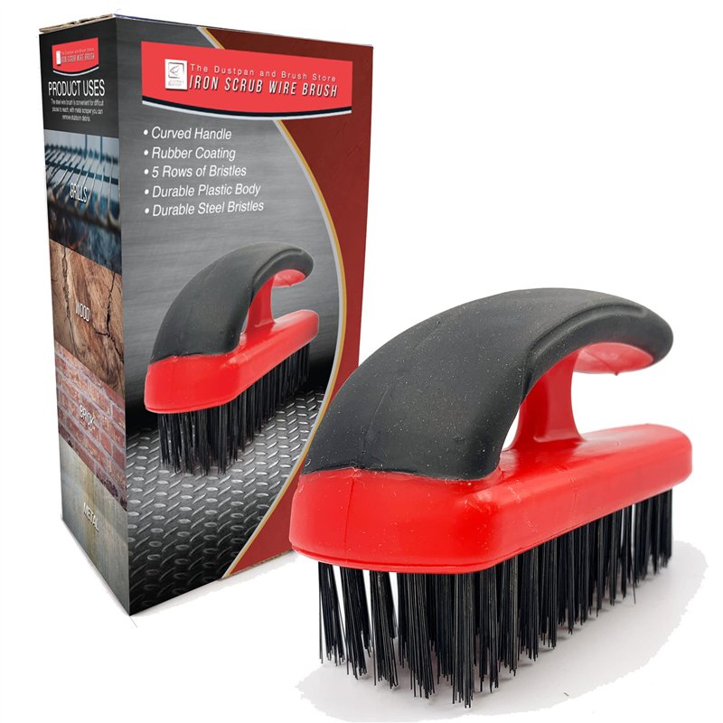 Brosse métallique à main – Brosse métallique rigide avec poignée en fer, fil robuste pour enlever la rouille, la maçonnerie et l