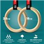 BeMaxx Anneaux de Gymnastique en Bois + Support Porte & Livre d’Exercices | Set Gymnaste & Sangle de Sécurité Graduées | Anneau