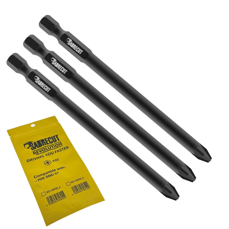 3 x SabreCut SC116PZ2_3 116 mm PZ2 Compatible avec Hilti SMD 57 SMD57 1/2 Autofeed Assemblé Tournevis pour cloison sèche Pistole