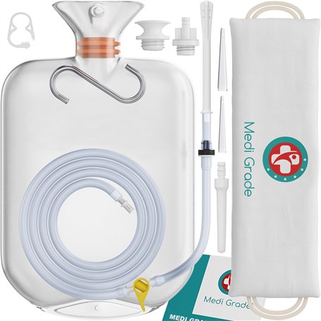 Medi Grade Trousse Lavement Intestinal Qualité à Domicile – Kit Lavement Colon – Enema Kit Comprend une Poche Lavement Réutilisa