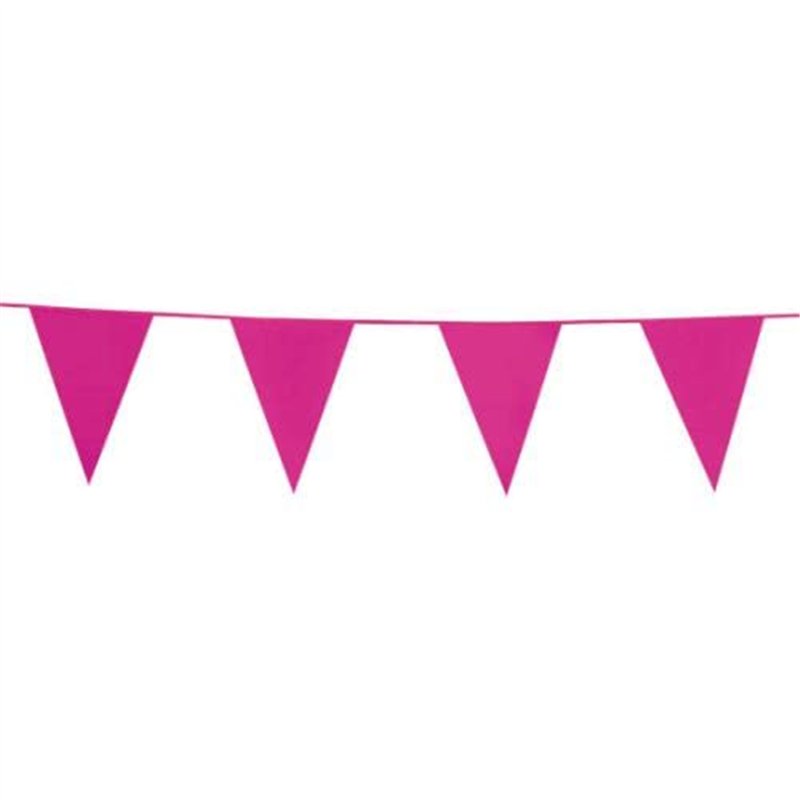 Image secondaire de Happium Guirlande de fanions de 10 m de couleur unie pour décoration de fête (rose vif)