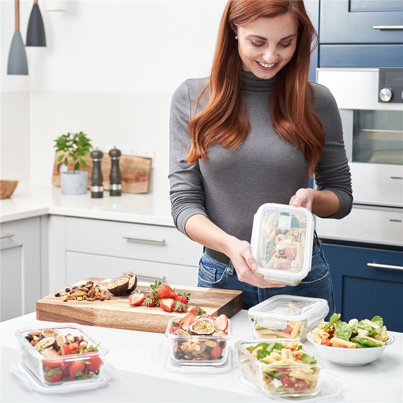 Image secondaire de GOOD FOR YOU Boîtes-repas en verre [lot de 5] - récipients avec fermeture à clic - conteneurs de nourriture étanches - boîtes de