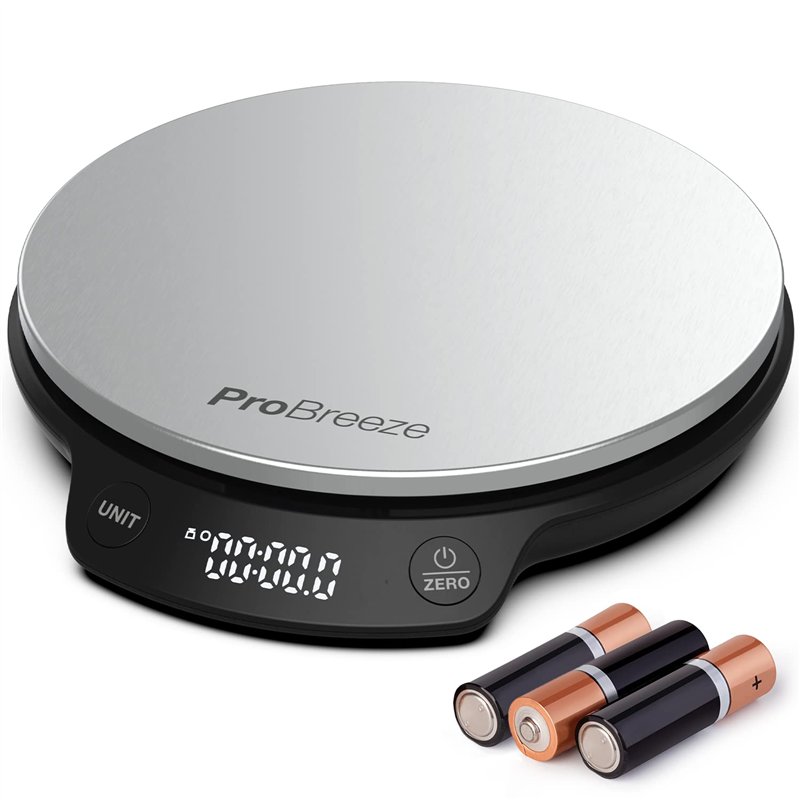 Pro Breeze Balance de Cuisine Numérique Ronde en acier inoxydable, Cuisine et pâtisserie, Mesure haute précision Aliments & Liqu
