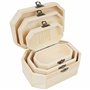 BELLE VOUS Boite Bois Brut (Lot de 3) - Coffret Bois Vide Petit, Moyen et Grand - Avec Fermoirs & Couvercle à Charnière - Artisa