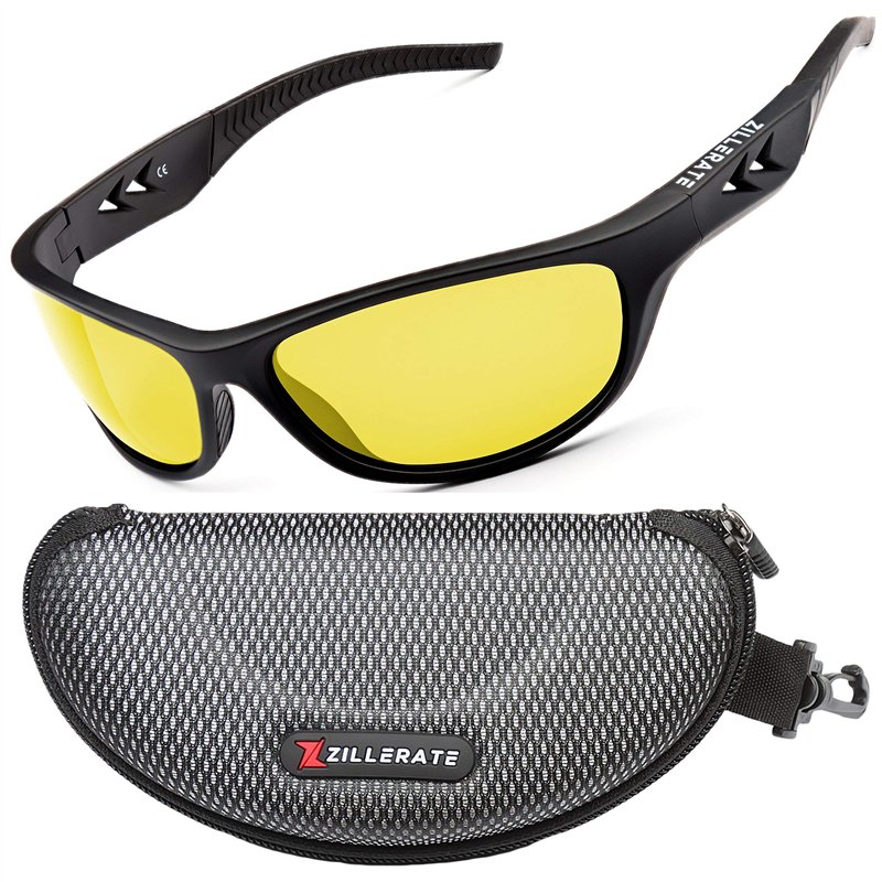 ZILLERATE LUNETTES DE CONDUITE DE NUIT homme et femme, Verres polarisés anti-éblouissement pour vision nocturne, Verres HD tinté
