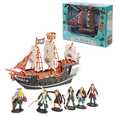 THE TWIDDLERS Jouet Bateau Pirate avec Figurines Pirate pour Enfants - Cadeau Anniversaire & de Noël pour Garçons