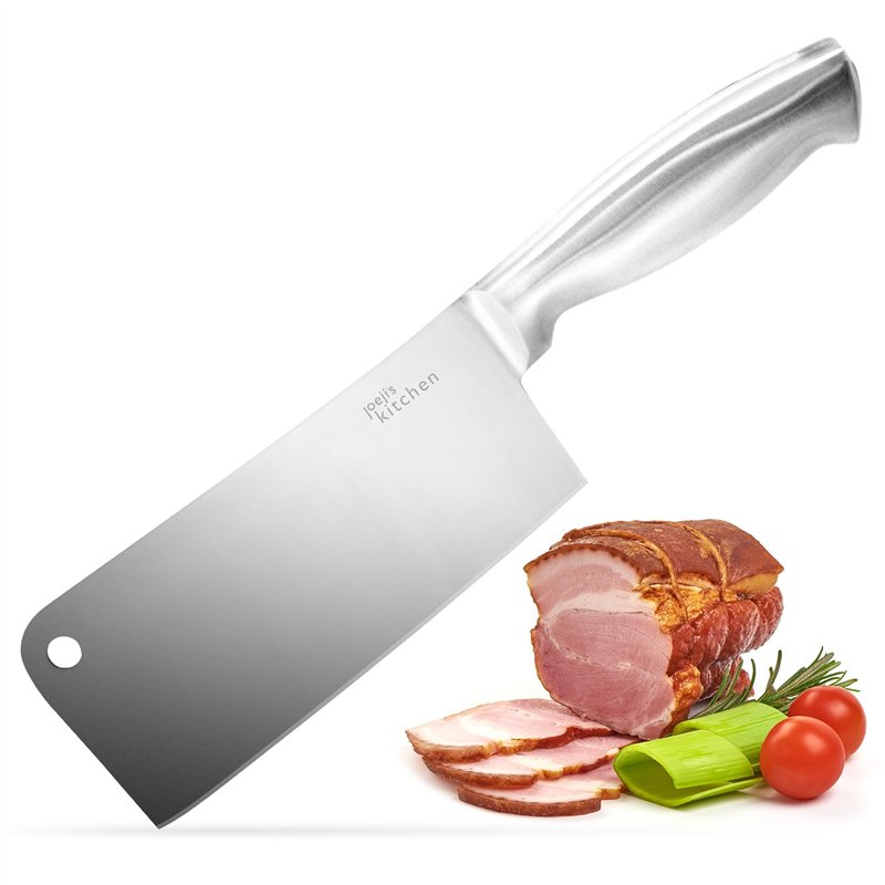 Image secondaire de Joeji's Couteau de Cuisine en Acier Inox 17 cm - Couperet Style Asiatique Chinois Japonese avec Manche Durable et Ergonomique -