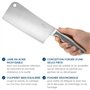 Joeji's Couteau de Cuisine en Acier Inox 17 cm - Couperet Style Asiatique Chinois Japonese avec Manche Durable et Ergonomique -