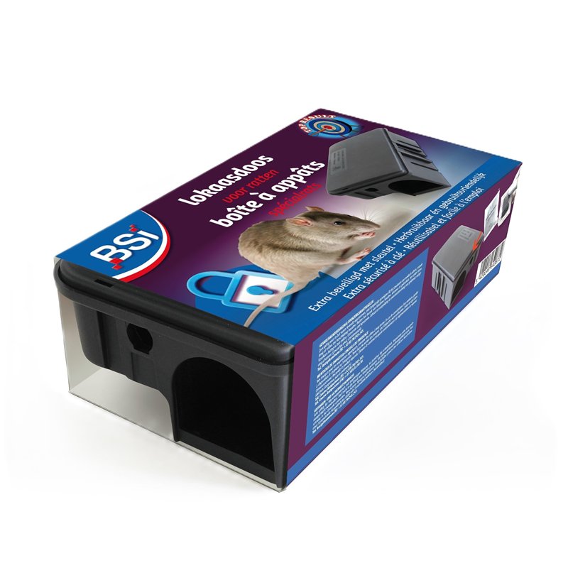 BSI Boîte à Appâts Anti-Rats - À Garnir et Réutilisable Et Solide - 1 Clé fournie Clipsable - Tous Lieux Intérieur Et Extérieur