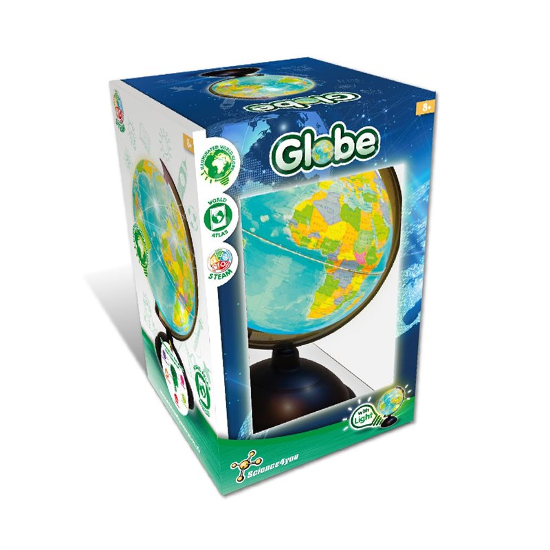 Science4you Globe Terrestre Lumineux pour Enfants +8 Ans - Globe et Atlas Géographique - Science et Géographie pour Enfants, Map