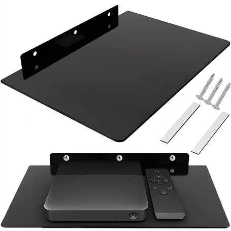 Retoo Multimédia Étagère Murale Étagère en Verre pour Les Lecteurs DVD