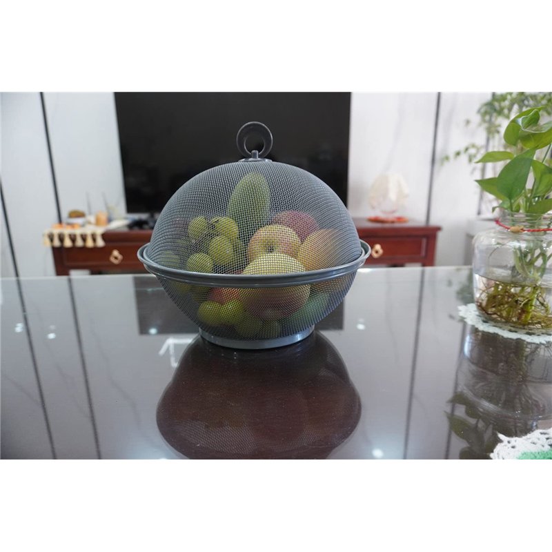 Image secondaire de QWXOSR Corbeille Fruit Panier a Fruits - Corbeille a Fruit Avec Couvercle- Corbeille a Fruit Panier a Fruit noir (Gris 1 set)