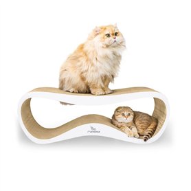 Griffoir pour Chats Carton Ondulé Herbe à Chat Lui MYKOTTY Blanc 75 x 26 x 25 cm Produit Européen Grattoir Chat