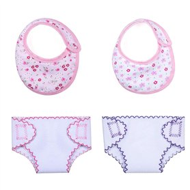 ZWOOS Bavoirs pour Poupée et Couches pour Baby Poupée, Accessoires pour Poupées 30-40 cm, 4 Pièces ZWOOS Bavoirs pour Poupée et Couches pour Baby Poupée